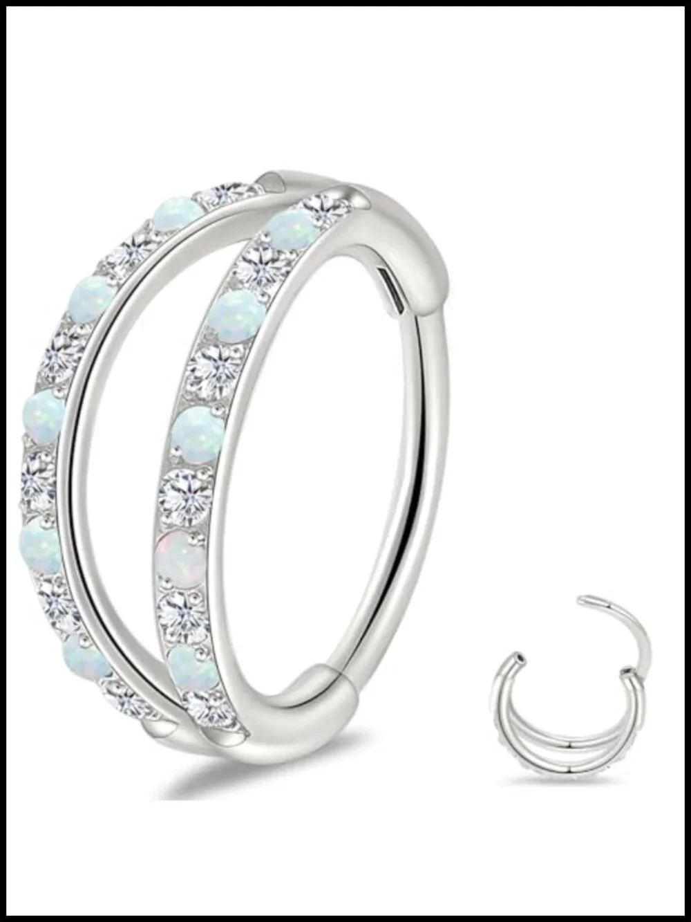 Implant-Grade Titanium Double Hoop Nose Clicker Ring Piercing Jewelry